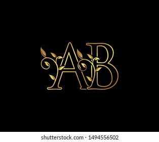 Initial letter A and B, AB, Gold Logo Icon,  
classy gold letter monogram logo icon suitable for boutique,restaurant, wedding service, hotel or business identity. 