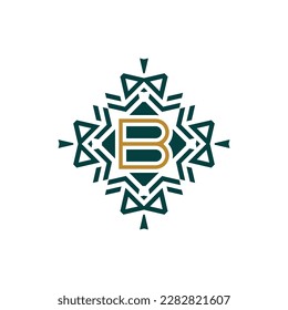 Initial letter B abstract antique pattern emblem decorative logo