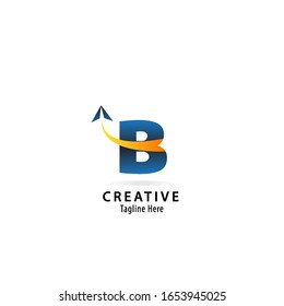 Initial Letter B Airplane Icon For Logo Company