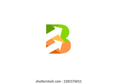 Initial letter B with arrow business finance trade invesment alphabet illustration