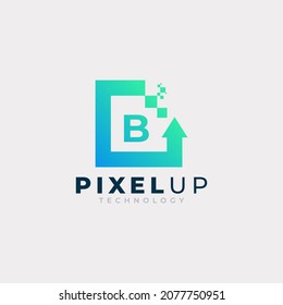 Initial Letter B with Arrow Pixel Logo Design Inspiration