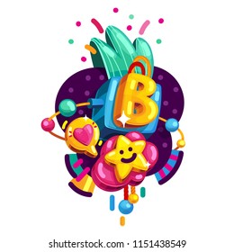 Initial letter B baby alphabet. 