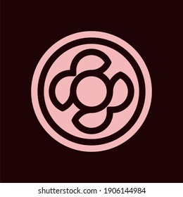 Letra inicial B, plantilla de logotipo de BB o H con círculo geométrico redondeado ilustraciones de arte de línea kamon japonesas en un símbolo monograma de diseño plano