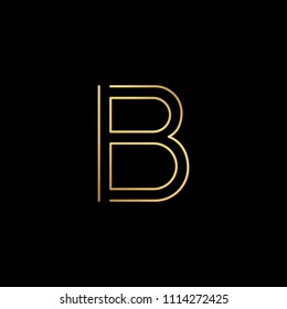 Initial letter B BB minimalist art logo, gold color on black background