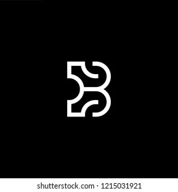 Initial letter B BB minimalist art logo, white color on black background.
