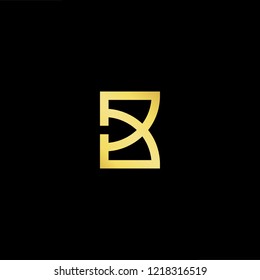 Initial letter B BB minimalist art logo, gold color on black background.