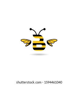 initial letter B bee logo vector illustration design