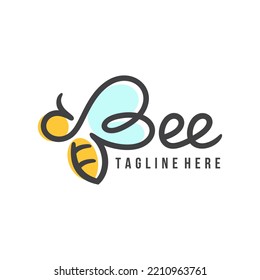 Diseño inicial del logotipo de la abeja B. Ilustración vectorial de la abeja moderna lineal para la empresa. Plantilla de icono de línea de diseño moderna