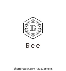 Initial Letter B, Bees and plants frame, Logo Sign Symbol design