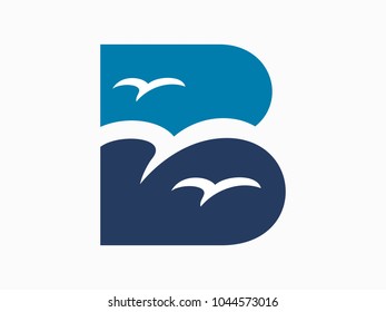 Initial Letter B for Bird Design Logo Vector Graphic Branding Letter Element.