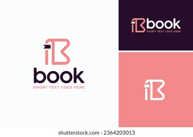 Initial Letter B with Bookmark Page for Book or E-Book Literature Library logo design
