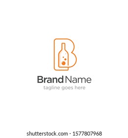 Initial Letter B with Bottle Logo Design Template