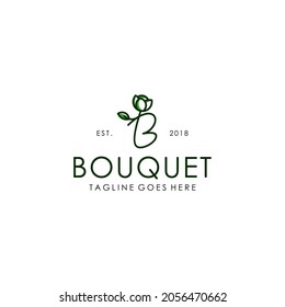 Initial Letter B Bouquet Flower Plant Symbol Logo Design