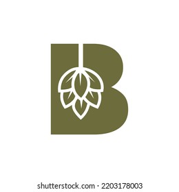Initial Letter B Brewing Logo With Beer Icon Vector Template