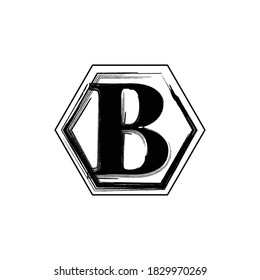 Initial Letter B With Brush style effect monogram logo.