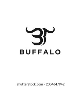 Initial Letter B Buffalo Horn Logo Design Inspiration
