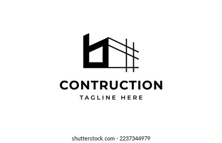 Letra inicial b logo de construcción, icono, símbolo