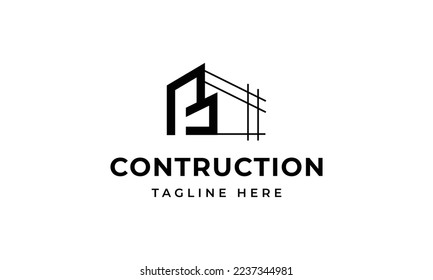 Initial letter b building contruction logo, icon, symbol
