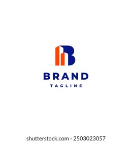 Initial Letter B Building Silhouette logo. Two Tower Icons Inside B Letter Logo Design.