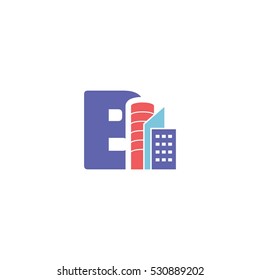 Initial Letter B Building Vector Logo Design