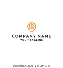Letra inicial B en la inspiración vectorial del diseño del logotipo de la lámpara de luz