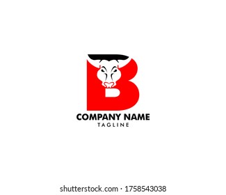 Initial Letter B with Bulls Design Logo Vector Graphic Branding Letter Element