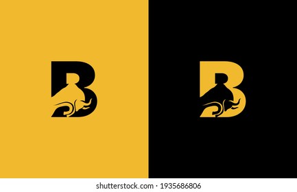 Initial Letter B with bulls Design Logo Vector Graphic Branding Letter Element.