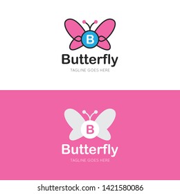 initial letter b butterfly logo and icon vector illustration design template