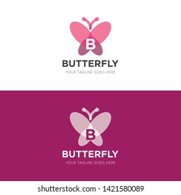 initial letter b butterfly logo and icon vector illustration design template