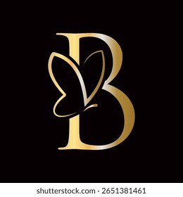 Letra inicial B borboleta logotipo design conceito para moda, cosméticos e símbolo de beleza