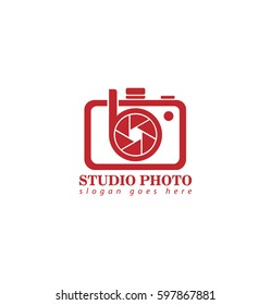 Initial Letter B Camera Logo Design Template for Creative Photo Studio Red