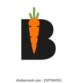 Initial Letter B Carrot Icon Design Vector Template. Carrot Logo Based Alphabet