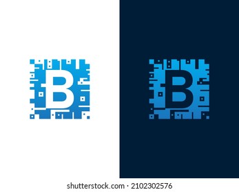 Initial letter B and chip card vector logo design