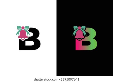 Initial letter B Christmas Ball Logo. Letter B Christmas lettering vector clip art isolated on white background stock illustration.