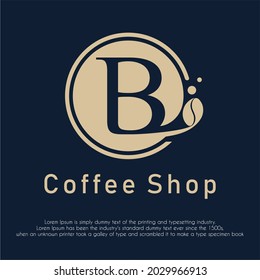 Initial Letter B with Coffee Bean Icon for Coffee Shop, Cafeteria, Beverage, Restaurant Business Logo Design Idea