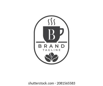 initial Letter B Coffee Shop Logo. Minimal Coffee House Logo Vector illustrations.
