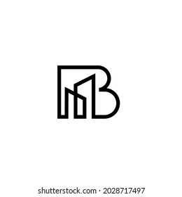 initial letter b construction monogram logo design. minimal vector graphic alphabet template. home house apartment real estate symbol icon.