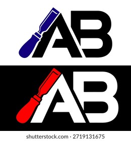 Letra inicial A y B, Construcción, Renovación Diseño de logotipos con cincel 