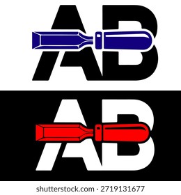 Letra inicial A y B, Construcción, Renovación Diseño de logotipos con cincel 