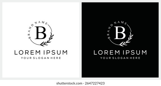 letra inicial B cosméticos moda logotipo design, ícone gráfico fonte serif, deixa natureza símbolo conceito 