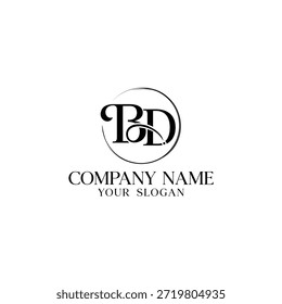 Letra inicial B y D beauty con Vector de diseño de logotipo circular