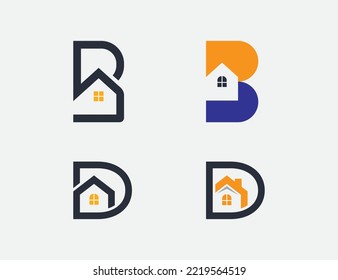 initial Letter B and D Home Logo Concept sign icon symbol Element Design. House, Real Estate, Realtor, Mortgage, Health Care Logotype. Vector illustration
