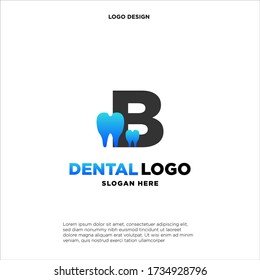 Plantilla de diseño del logotipo dental de la letra inicial B