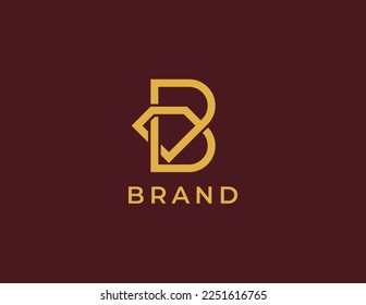 letra inicial B Símbolo de concepto de logotipo de diamante símbolo de icono Elemento Diseño Estilo de línea de arte. Joyería, Joyería, Logotipo Gem. Plantilla de ilustración de vector