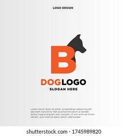 Plantilla de diseño del logotipo del perro de la letra inicial B
