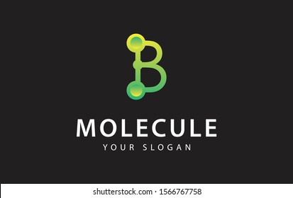 Initial Letter B with dot shape. molecule and Lab Logo Design vector