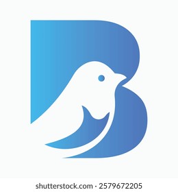 Initial Letter B Dove Logo Concept For Freedom Symbol Vector Template
