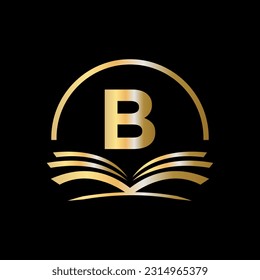 Concepto Del Libro De Logotipos De Educación De La Letra Inicial B. Diseño de plantillas para logotipos de graduación universitaria