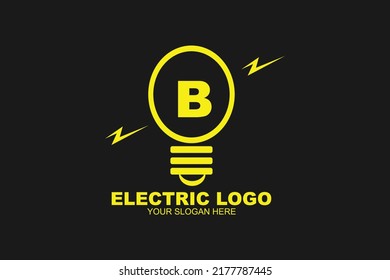 initial Letter B electric lamp logo