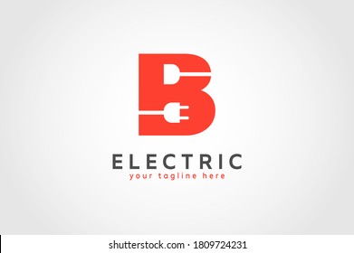 Initial Letter B Electric Logo, Flat design logo template,  vector illustration